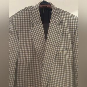Gieves & Hawkes Blue and Gray/Beige Wool Blend Sport Coat